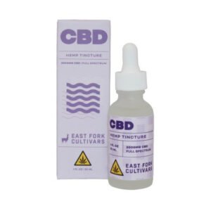 CBD hemp tincture bottle with dropper for full spectrum CBD oil.
