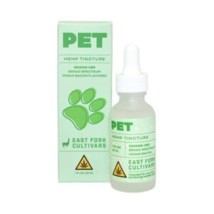 Pet CBD tincture with hemp extract for pets, 1000mg broad spectrum vegan bacon flavor.
