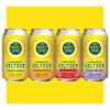 Four cans of Mighty Kind cannabis seltzer with lemon, orange, cherry blossom, and violet mango.