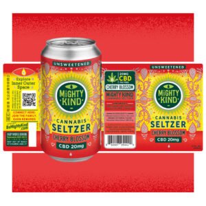 Mighty Kind Cherry Blossom CBD Seltzer can with cherry blossom flavor and 20mg CBD.