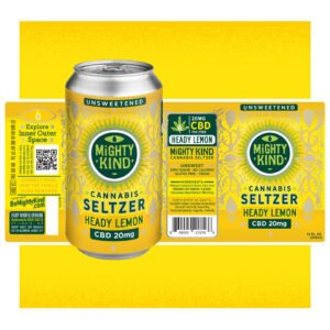 Mighty Kind Heady Lemon CBD Seltzer can with lemon flavor and 20mg CBD.
