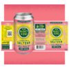 Cannabis seltzer can with Just Peachy flavor and 20mg CBD, eco-friendly design.