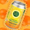 Cannabis-infused Orange Dream CBD seltzer can with vibrant yellow and orange design.