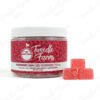 Raspberry Jam CBD Gummies container with three gummies outside.